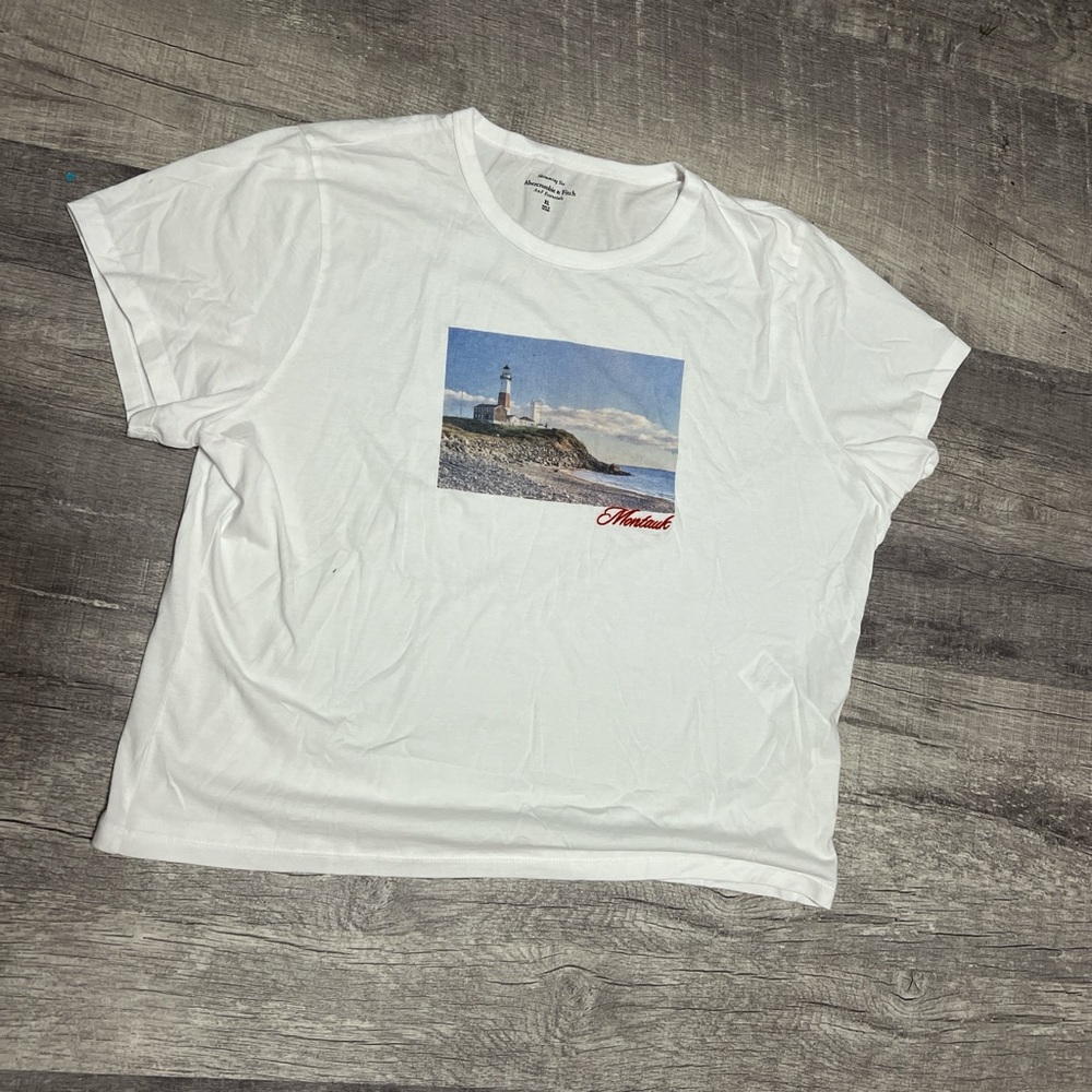 White T-Shirt with Lighthouse Graphic